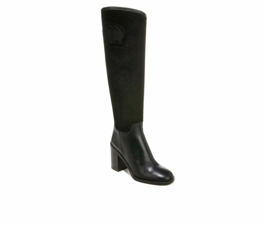 Knee High And Riding Boots * | Best Pirce Women'S Franco Sarto Rivet Tall Knee High Heeled Boots Black