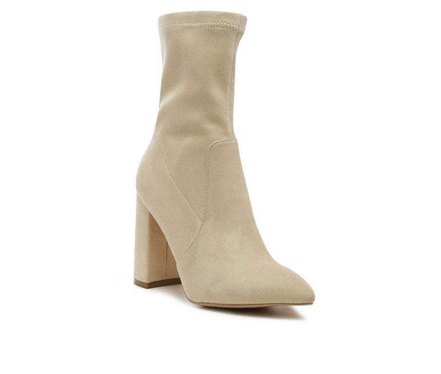 Heeled Boots * | Hot Sale Women'S London Rag Zahara Block Heel Ankle Boots Beige