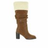 Knee High And Riding Boots * | Hot Sale Women'S Mia Amore Katerina Heeled Knee High Booties Cognac