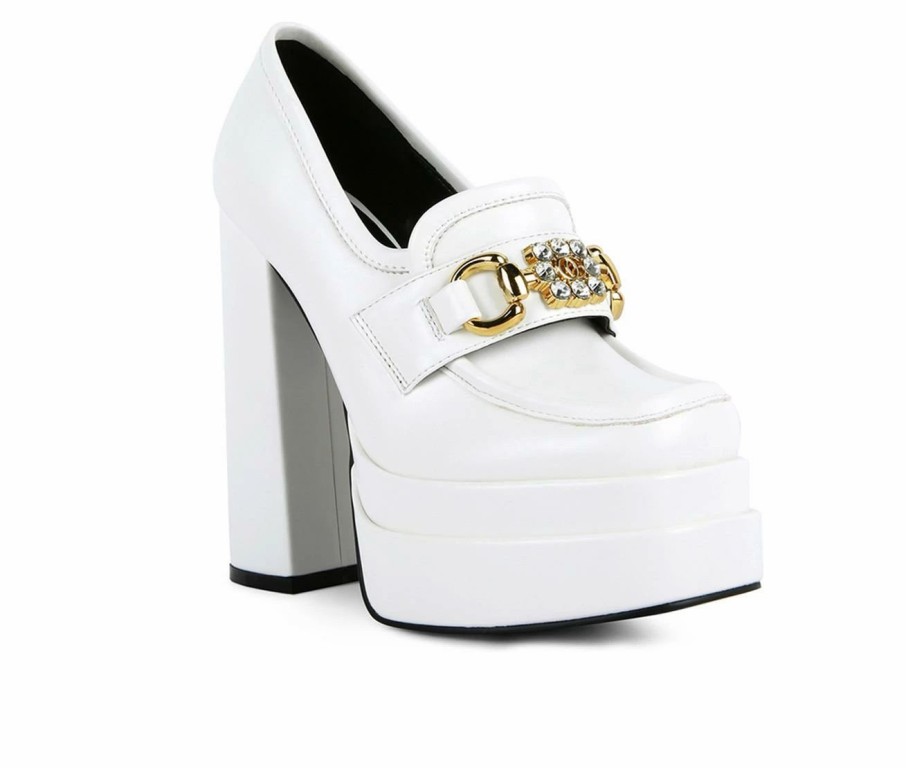 Platform Heels * | Wholesale Women'S London Rag Bratz Block Heel Platform Loafers White