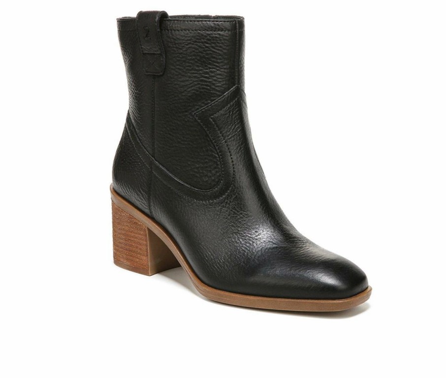 Heeled Boots * | Coupon Women'S Zodiac Livie Western Booties Black Leather