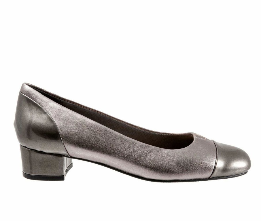 Block Heels * | Best Sale Women'S Trotters Daisy Pumps Pewter