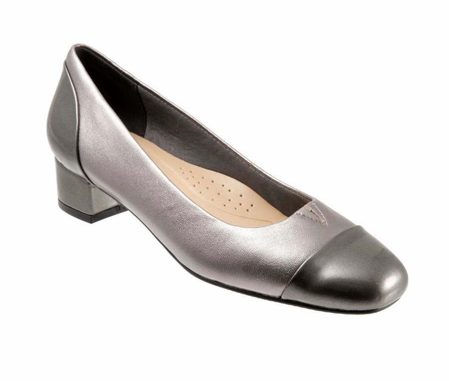 Block Heels * | Best Sale Women'S Trotters Daisy Pumps Pewter