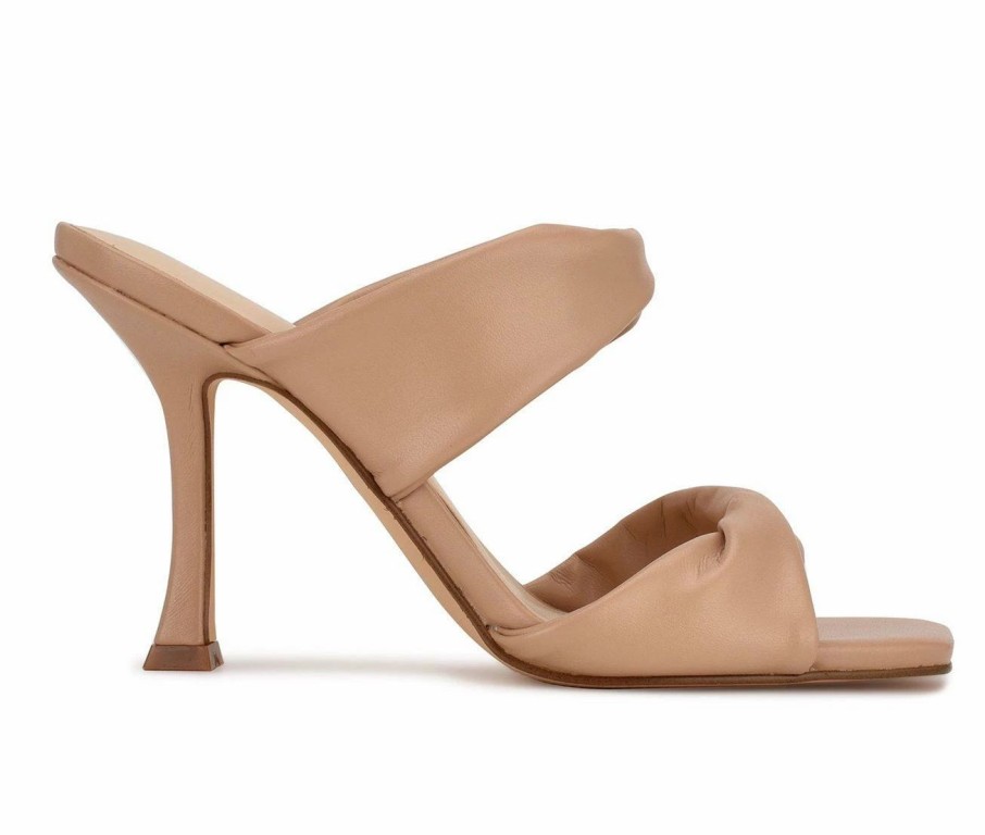 Stiletto Heels * | Promo Women'S Nine West Sashah Heeled Dress Sandals Light Natural