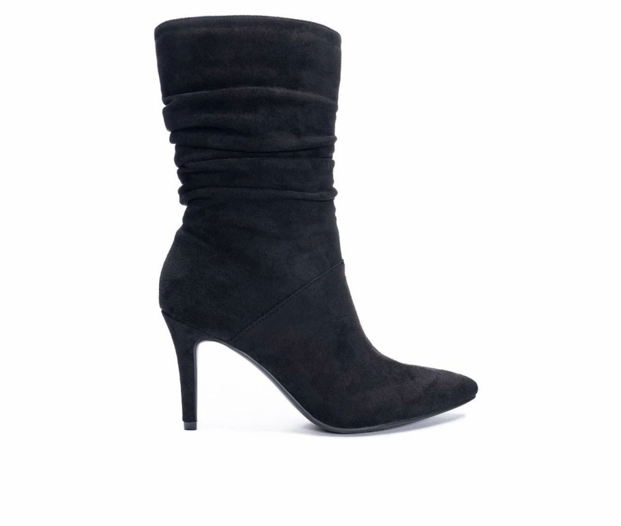 Heeled Boots * | Cheap Women'S Cl By Laundry Refine Chic Suede Mid Calf Boots Black