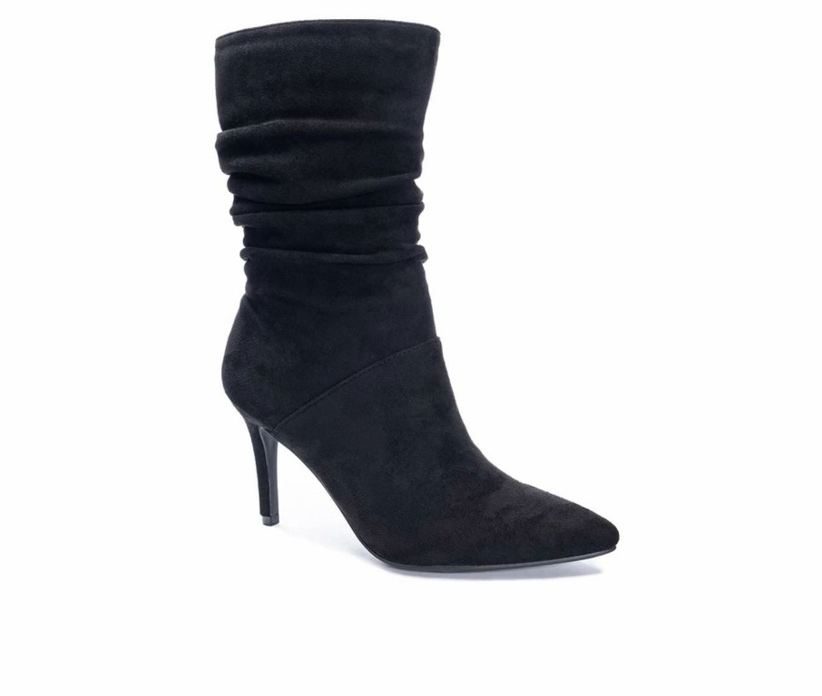 Heeled Boots * | Cheap Women'S Cl By Laundry Refine Chic Suede Mid Calf Boots Black