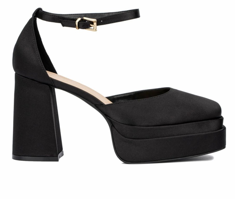 Block Heels * | Best Deal Women'S Fashion To Figure Martine Heel Pumps Black Wide