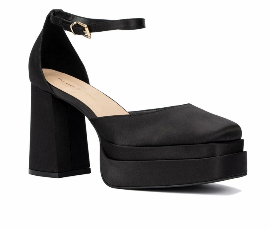 Block Heels * | Best Deal Women'S Fashion To Figure Martine Heel Pumps Black Wide