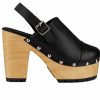 Block Heels * | Budget Women'S Rag & Co Alona Block Heel Platform Clogs Black