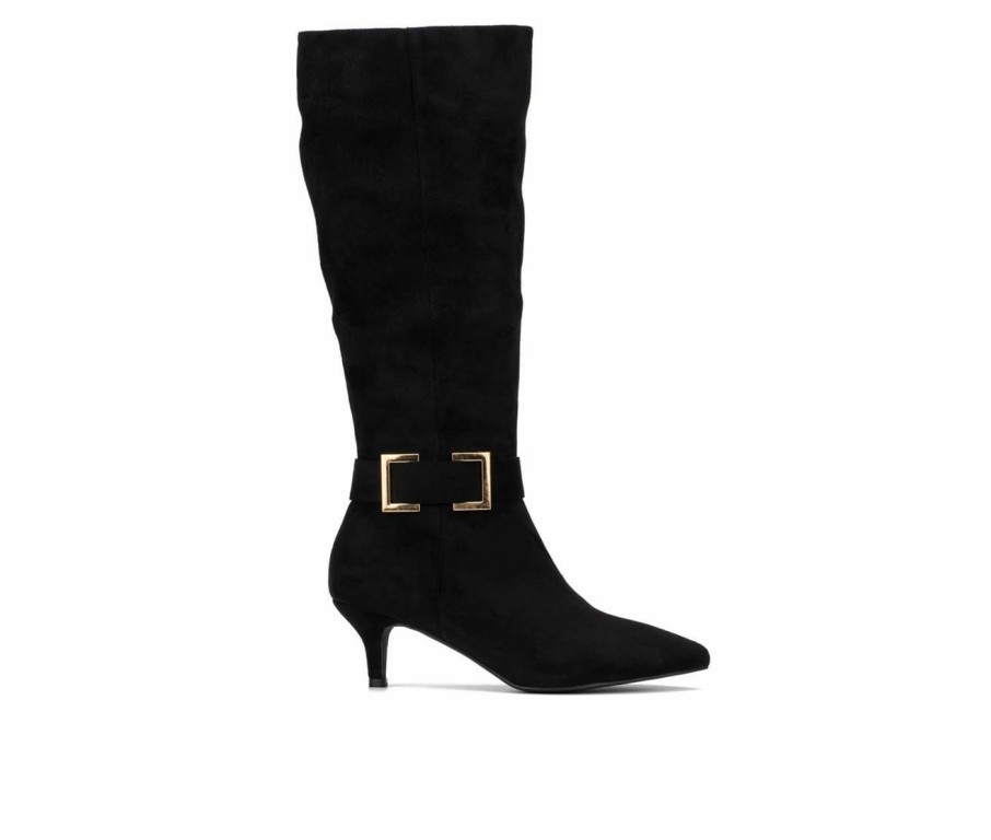 Heeled Boots * | Best Deal Women'S New York And Company Paula Knee High Boots Black