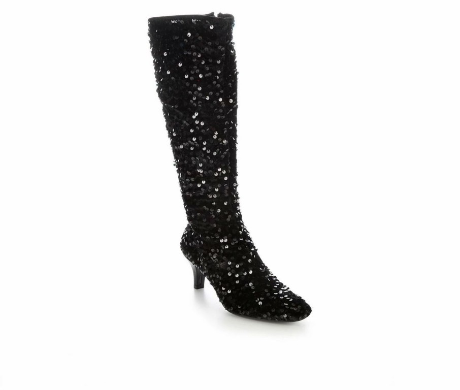 Knee High And Riding Boots * | Best Pirce Women'S Impo Namora Sequin Knee High Boots Black