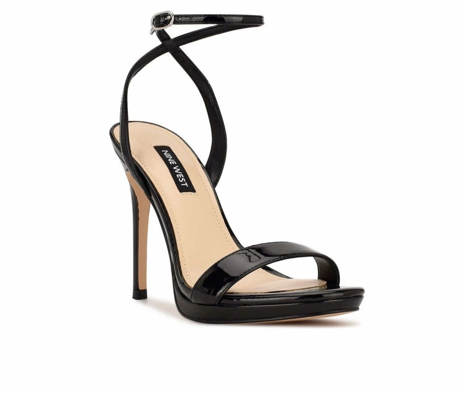 Heeled Sandals * | Best Pirce Women'S Nine West Loola Dress Sandals Black Patent