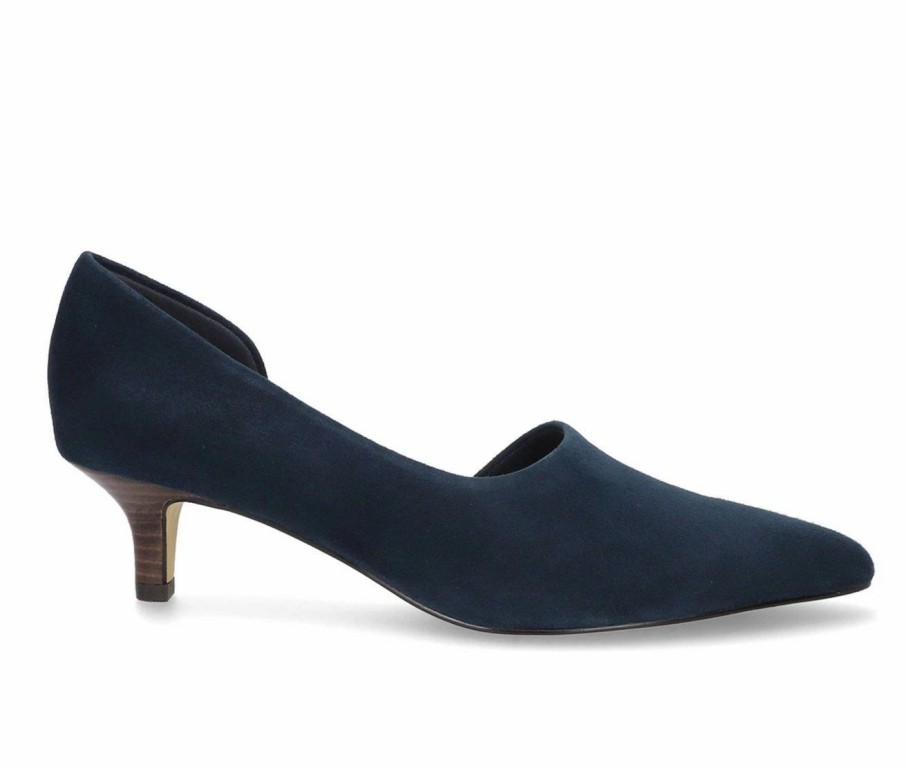 Stiletto Heels * | Deals Women'S Bella Vita Quilla Kitten Heel Pumps Navy Leather