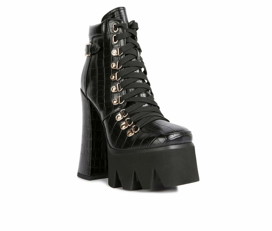 Platform Heels * | Outlet Women'S London Rag Boogie Platform Lace Up Booties Black