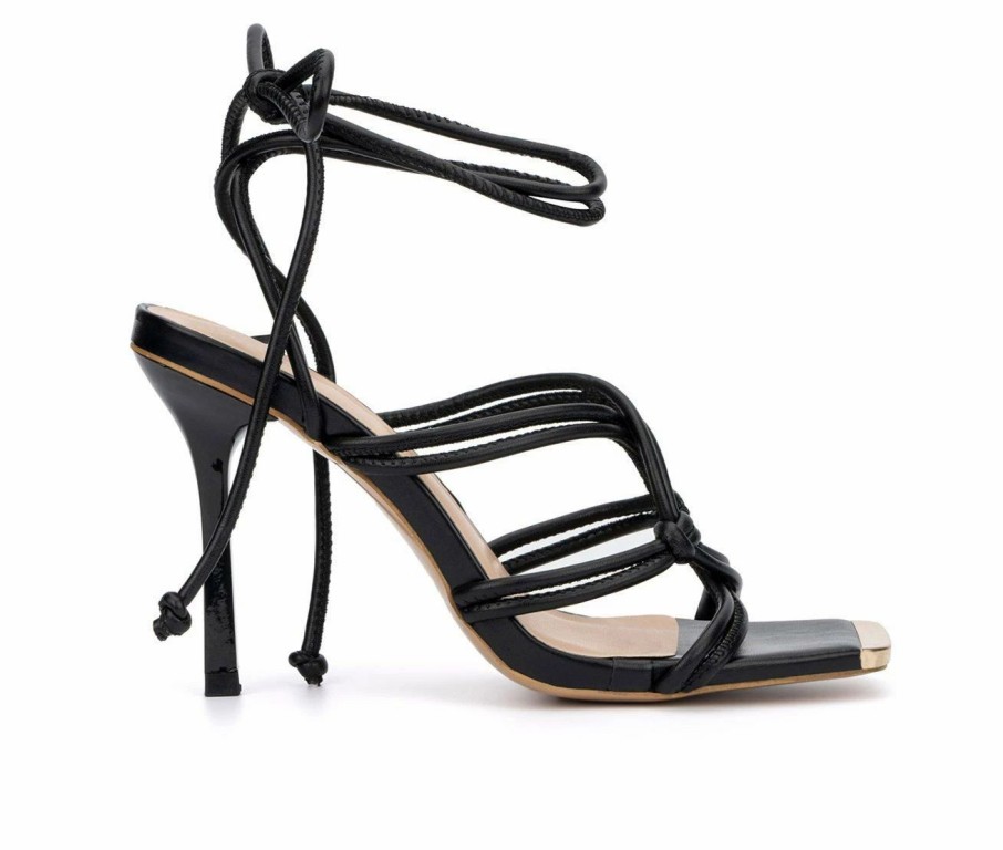 Heeled Sandals * | Wholesale Women'S New York And Company Christa Dress Sandals Black