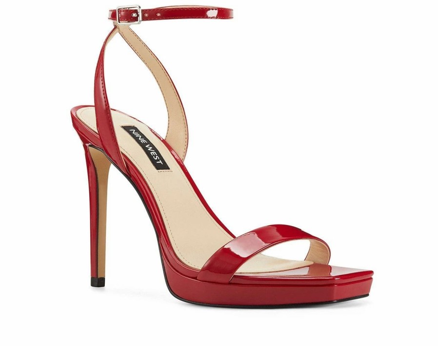 Stiletto Heels * | Best Reviews Of Women'S Nine West Zadie Dress Sandals Dark Red Patent