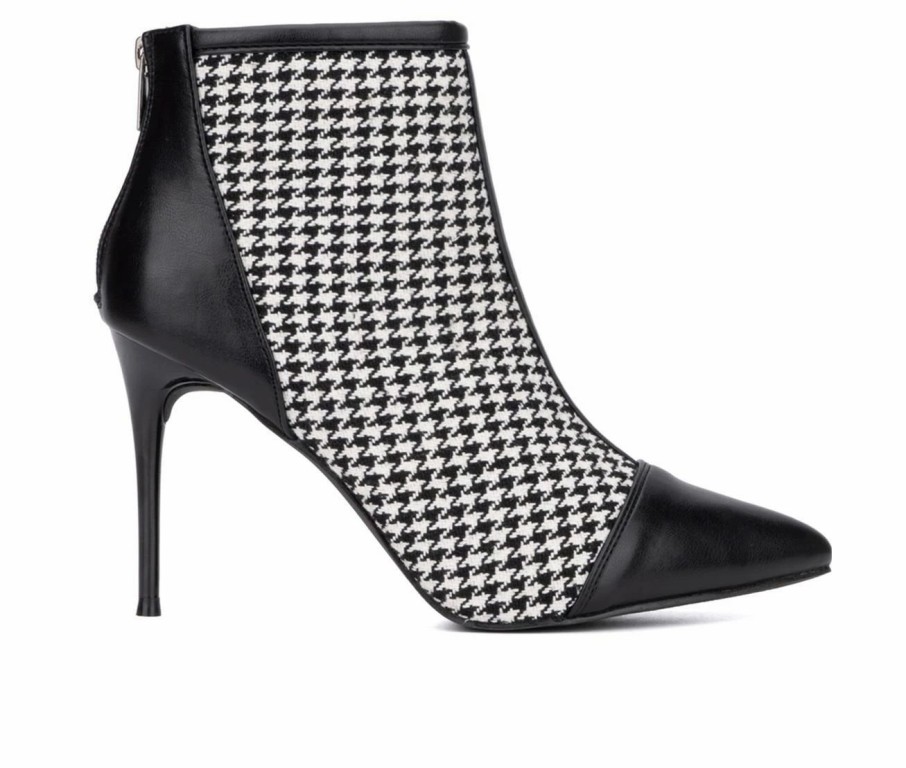 Stiletto Heels * | Flash Sale Women'S New York And Company Charlie Heeled Booties Black/White