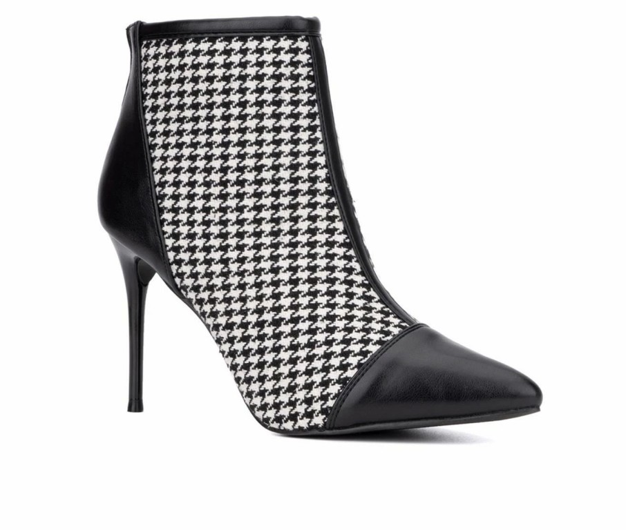 Stiletto Heels * | Flash Sale Women'S New York And Company Charlie Heeled Booties Black/White