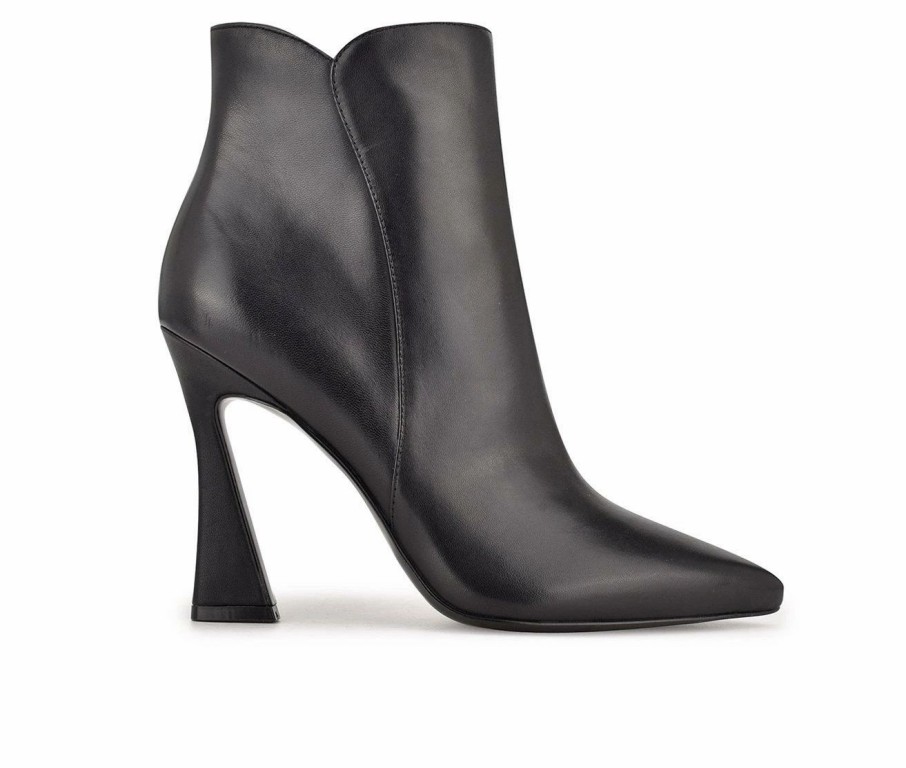 Heeled Boots * | Top 10 Women'S Nine West Torrie Booties Black Leather