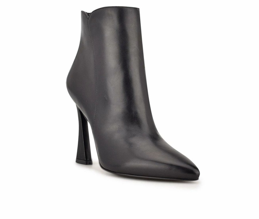 Heeled Boots * | Top 10 Women'S Nine West Torrie Booties Black Leather