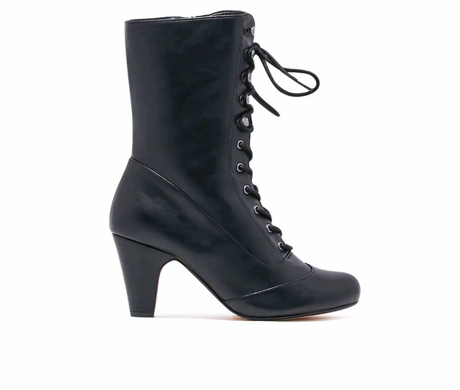 Heeled Boots * | Buy Women'S Chelsea Crew Claire Lace Up Mid Calf Booties Black