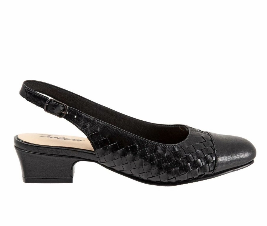 Pumps * | Promo Women'S Trotters Dea Woven Slingback Pumps Black