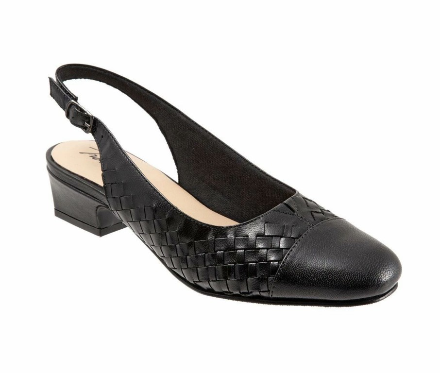 Pumps * | Promo Women'S Trotters Dea Woven Slingback Pumps Black