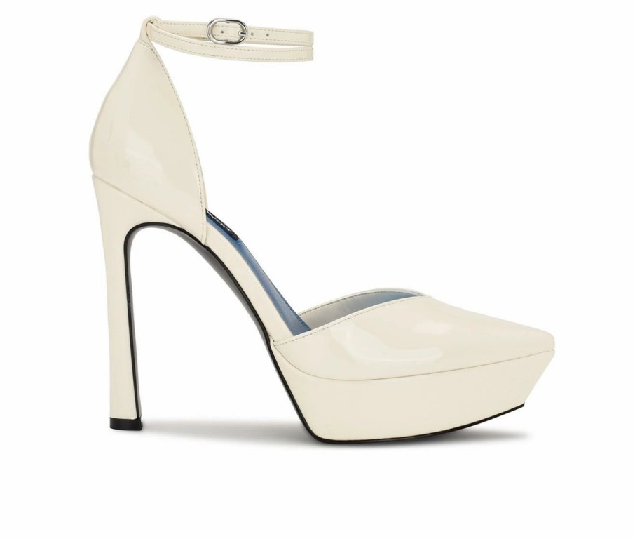 Platform Heels * | Promo Women'S Nine West Linda Pumps Ivory Patent