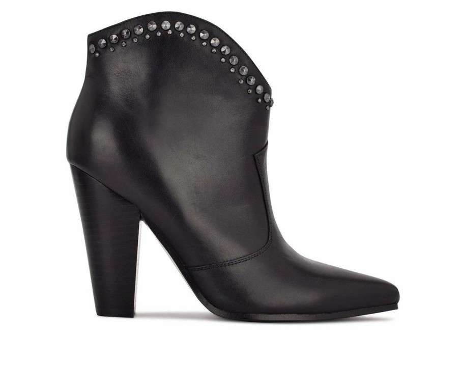 Heeled Boots * | Coupon Women'S Nine West Sera Heeled Booties Black Leather