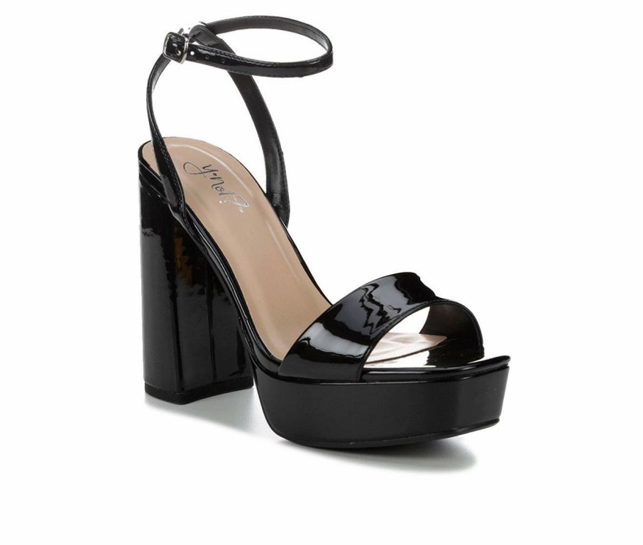 Platform Heels * | Coupon Women'S Y-Not Lorii Platform Dress Sandals Black Patent