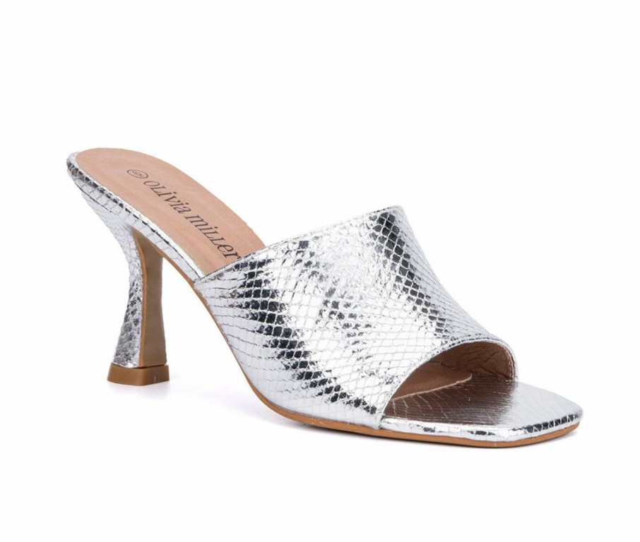 Heeled Sandals * | Promo Women'S Olivia Miller Karol Dress Sandals Silver