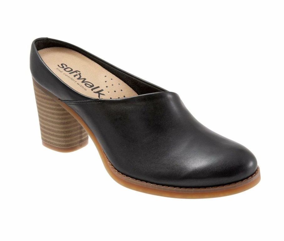 Block Heels * | Budget Women'S Softwalk Keya Mule Heels Black