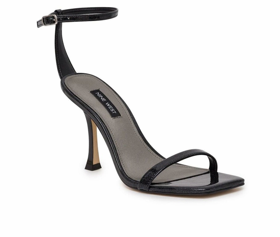 Heeled Sandals * | Best Pirce Women'S Nine West Yess Dress Sandals Black Glitter