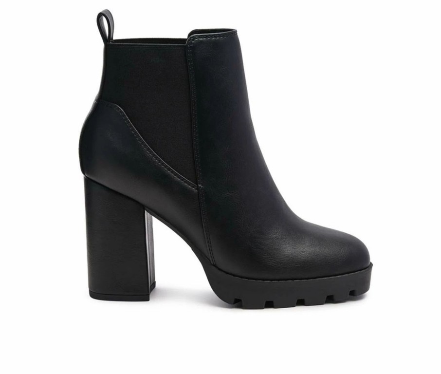 Heeled Boots * | Buy Women'S London Rag Bolt Block Heel Chelsea Booties Black