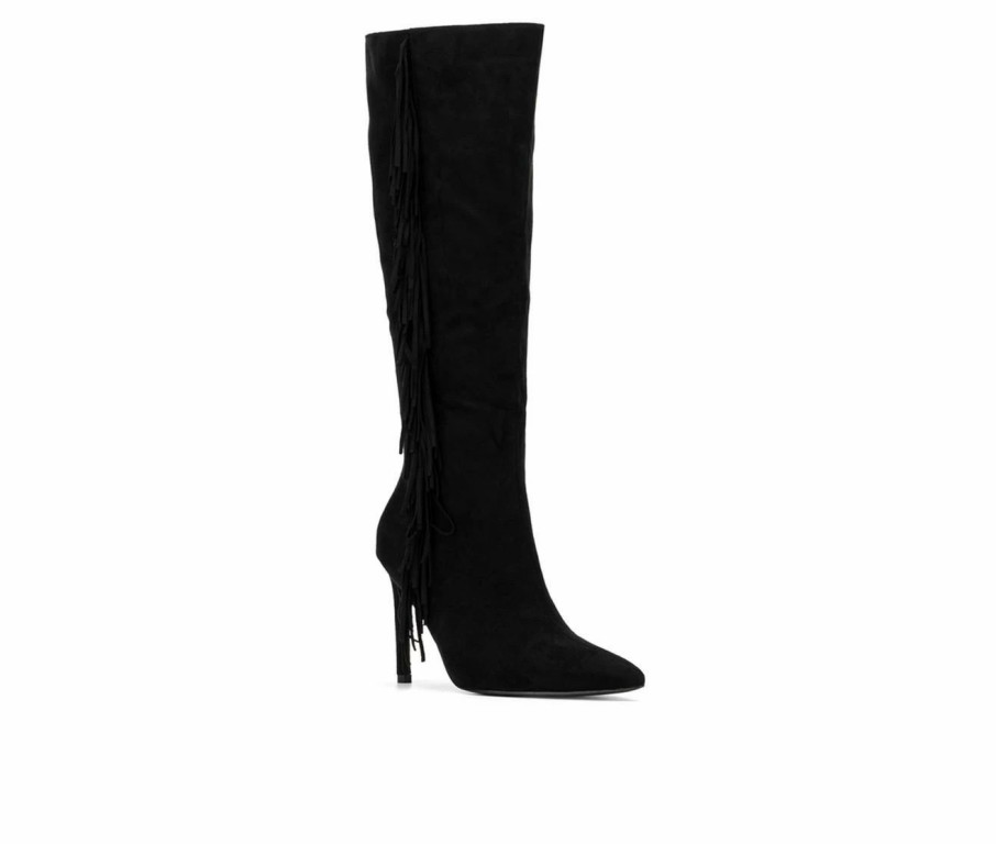 Heeled Boots * | Discount Women'S New York And Company Mazikeen Knee High Boots Black