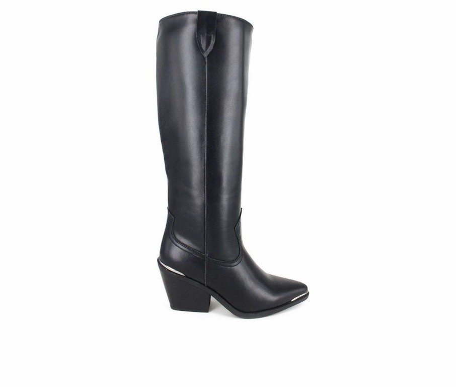 Knee High And Riding Boots * | Hot Sale Women'S Xoxo Ella Knee High Heeled Boots Black