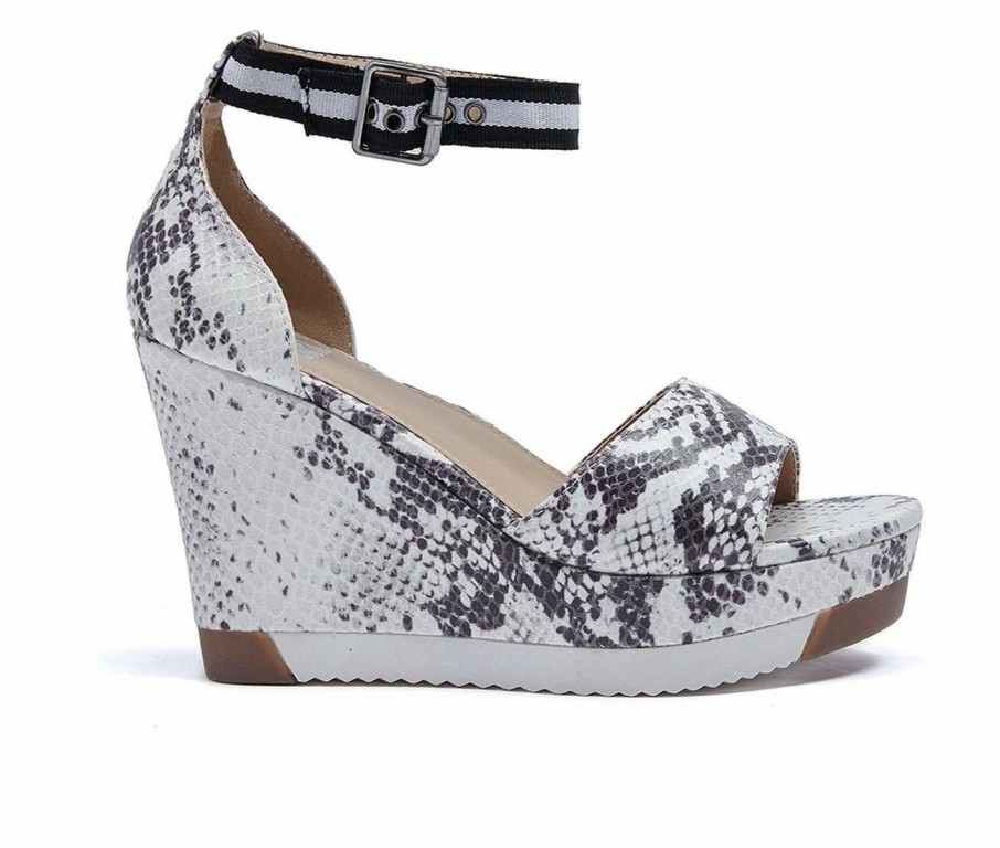 Heeled Sandals * | Outlet Women'S Jane And The Shoe Aira Platform Wedges White Snake