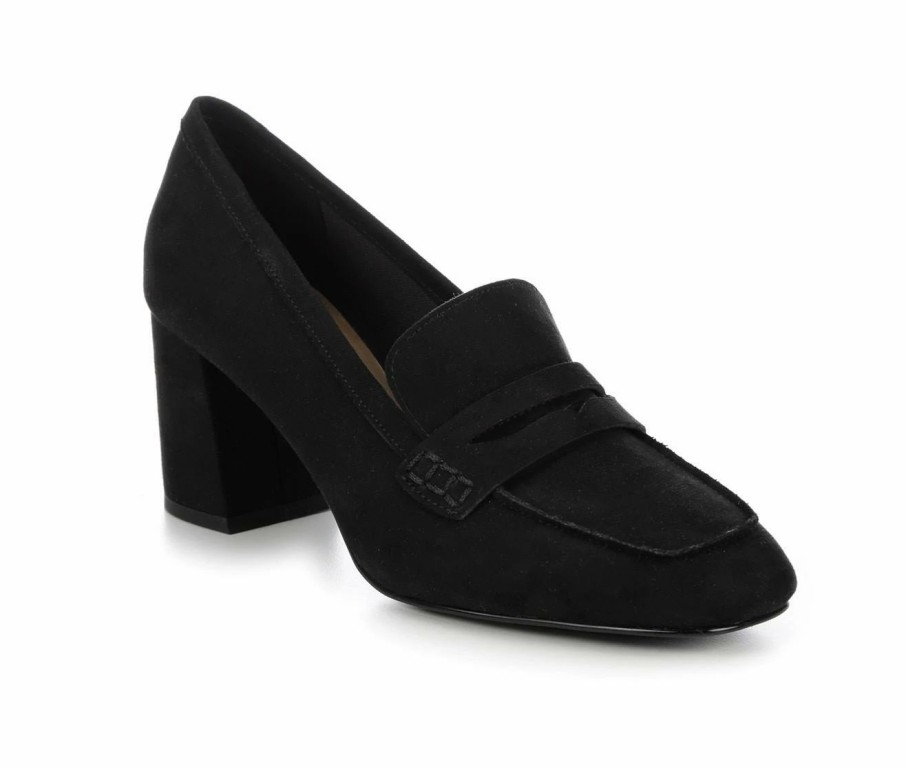 Pumps * | Best Reviews Of Women'S Solanz Patricia Heeled Loafers Black