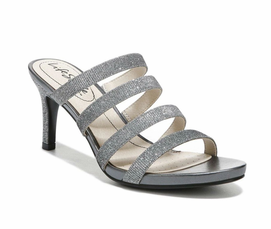 Platform Heels * | Buy Women'S Lifestride Marquee Dress Sandals Pewter Fabric