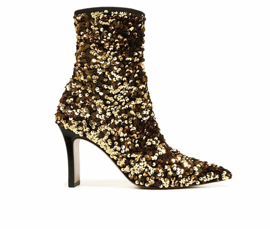 Heeled Boots * | Deals Women'S Franco Sarto Avana 2 Heeled Booties Gold Sequin