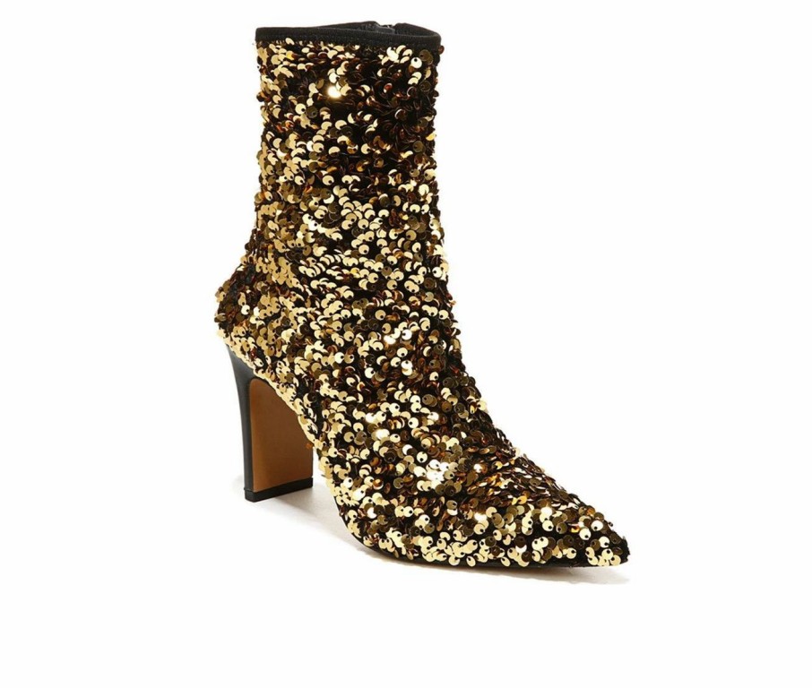 Heeled Boots * | Deals Women'S Franco Sarto Avana 2 Heeled Booties Gold Sequin