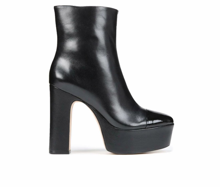 Heeled Boots * | New Women'S Franco Sarto Valeria Platform Heeled Booties Black Leather