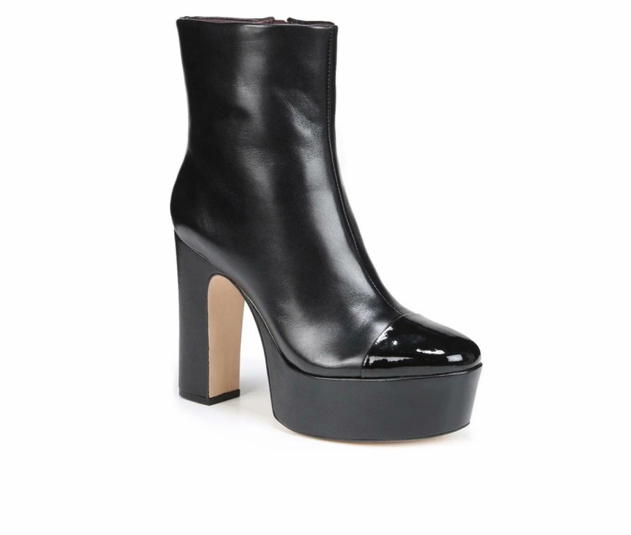 Heeled Boots * | New Women'S Franco Sarto Valeria Platform Heeled Booties Black Leather