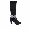 Heeled Boots * | Wholesale Women'S Impo Ovidia Bling Knee High Heeled Boots Black/Smoke