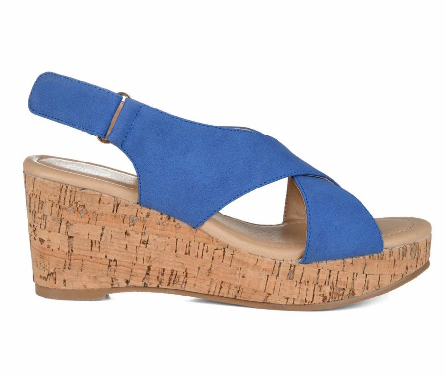 Heeled Sandals * | Best Reviews Of Women'S Journee Collection Jenice Wedges Blue