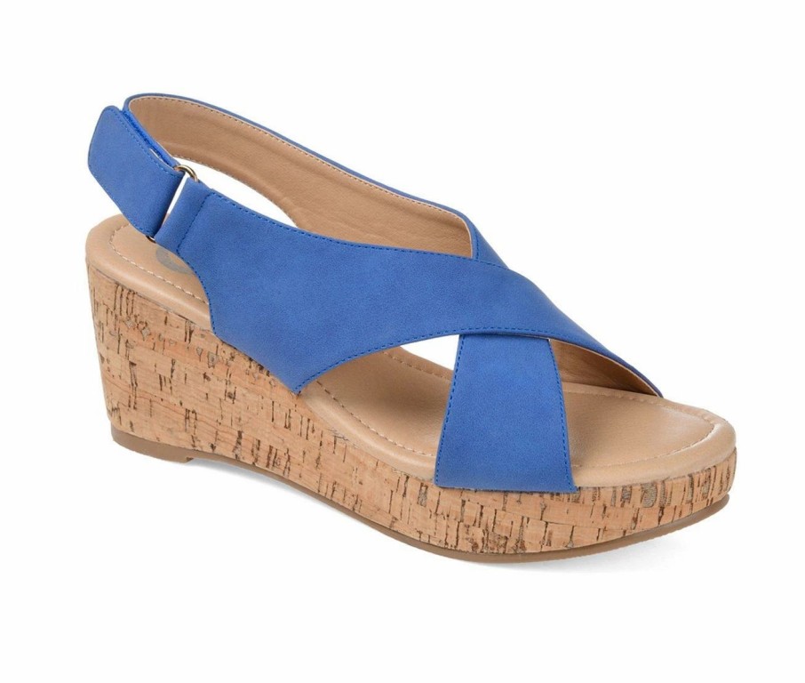 Heeled Sandals * | Best Reviews Of Women'S Journee Collection Jenice Wedges Blue