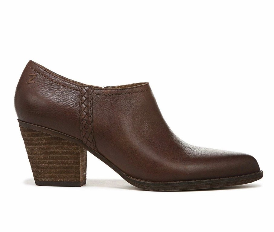 Heeled Boots * | Budget Women'S Zodiac Ava Low Ankle Booties Cognac Brown