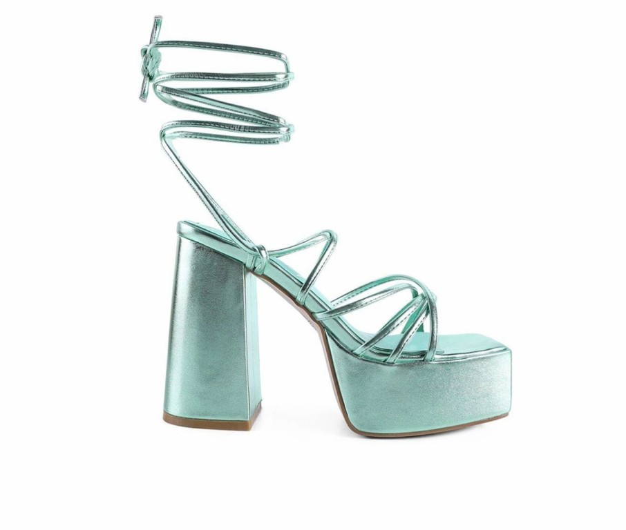 Platform Heels * | Deals Women'S London Rag Anvil Platform Block Heels Green