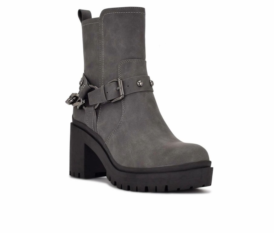 Heeled Boots * | Best Deal Women'S Nine West Quinda Heeled Booties Grey