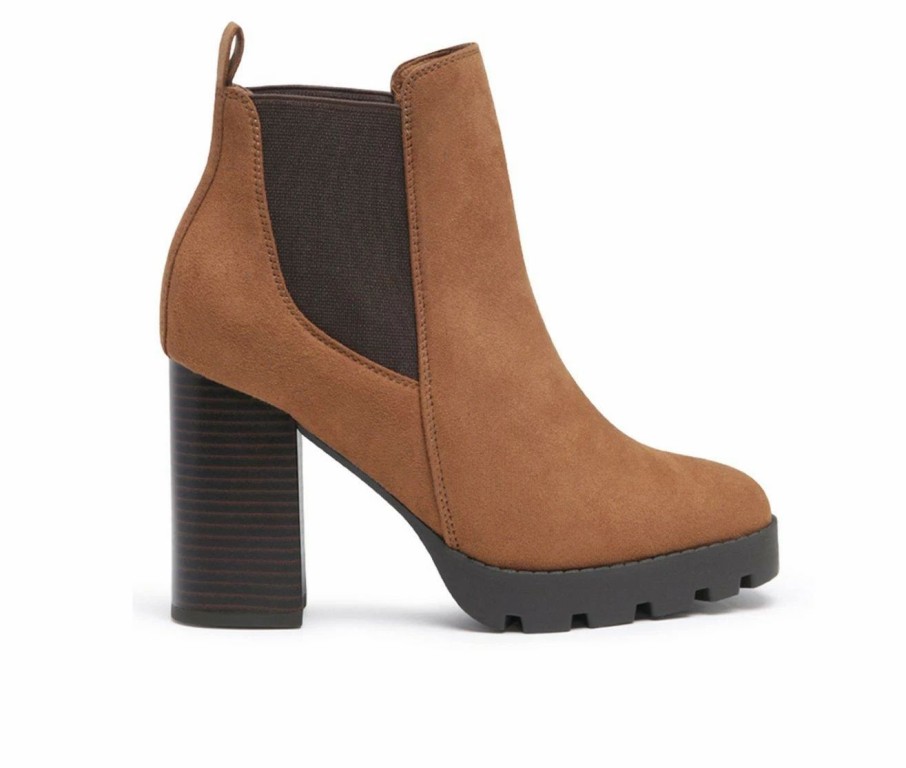 Ankle Boots And Booties * | Cheap Women'S London Rag Sonia Block Heel Booties Tan